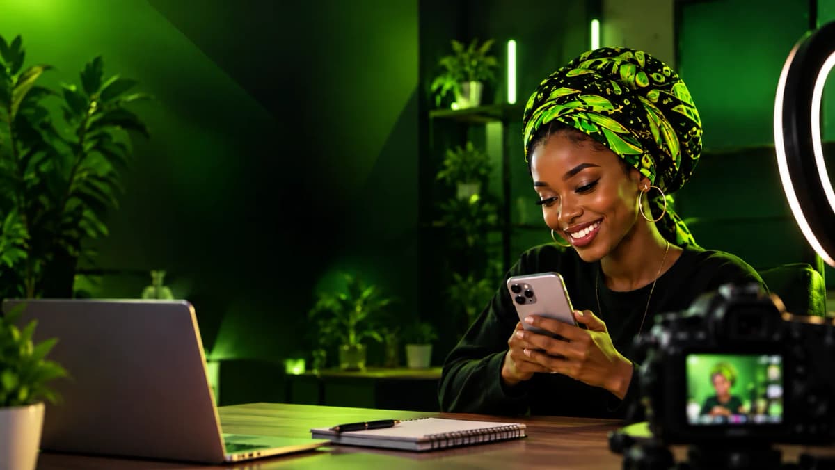 Une créatrice consulte sa page Bio-Lien sur son téléphone
